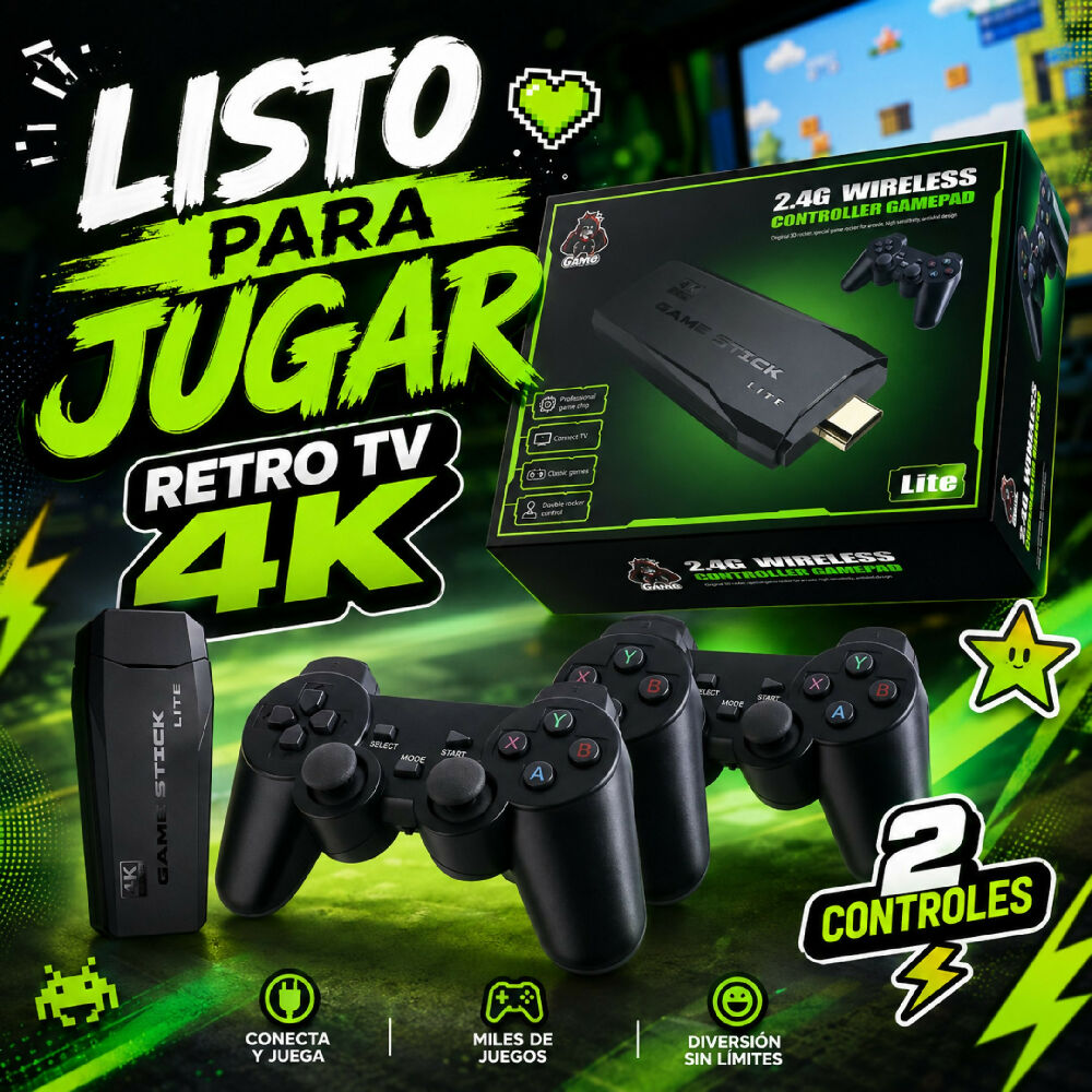 Consola De Videojuegos Retro Portátil Caja Verde Con Miles De Juegos Clásicos