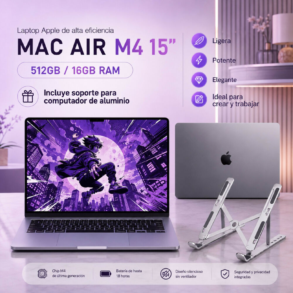 Macbook Air 15 Pulgadas Chip M4 16gb Ram 512gb Almacenamiento Laptop Apple De Alta Eficiencia + Obsequio