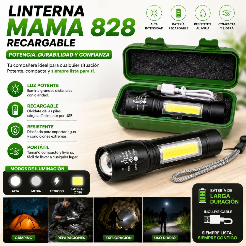 Linterna Mama 828 Recargable Iluminación De Gran Potencia