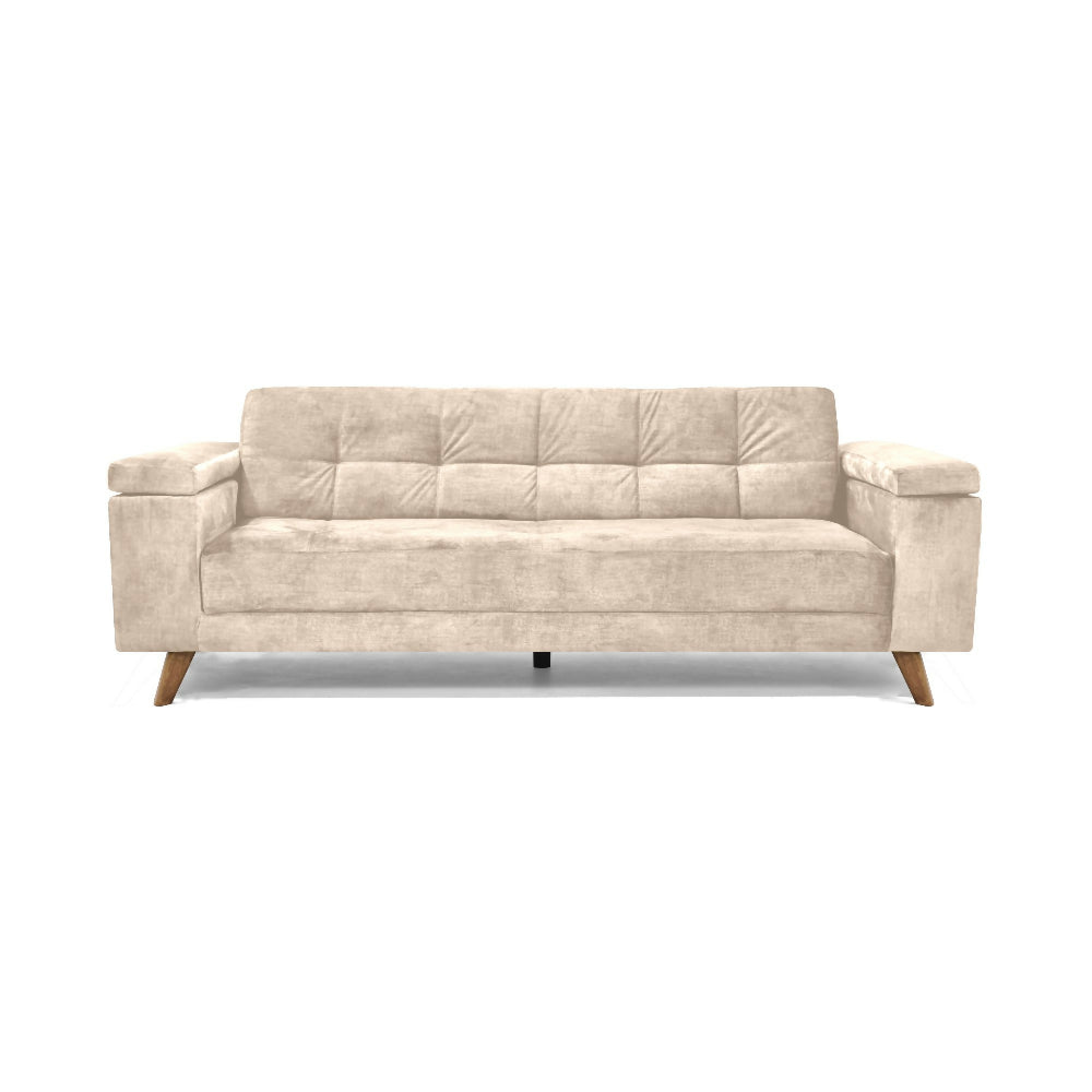 Set de sala con Sofa Cama Moretto Poltrona Carter Tela Beige mas mesa de Centro Nova