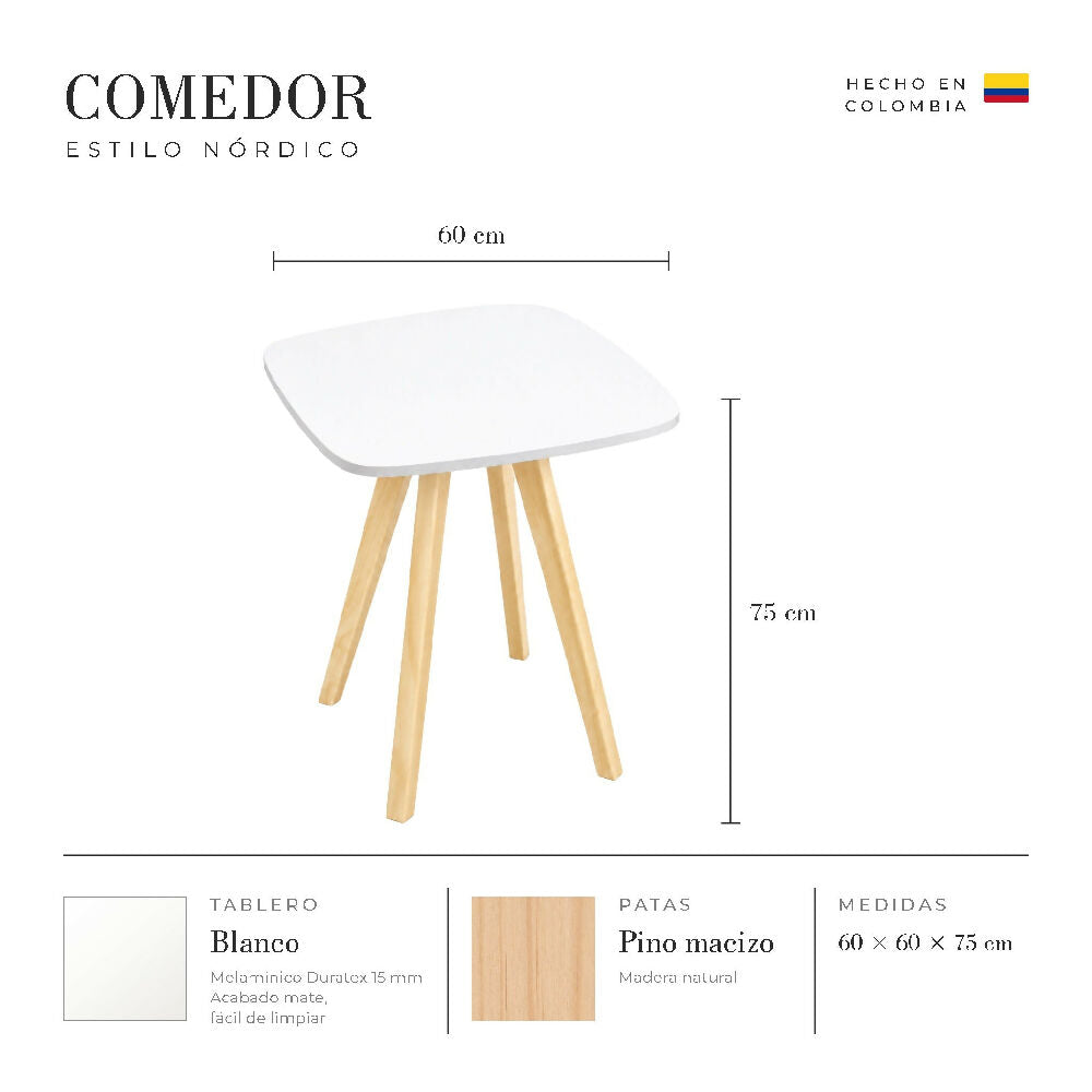 Comedor Nórdico Cuadrado 60