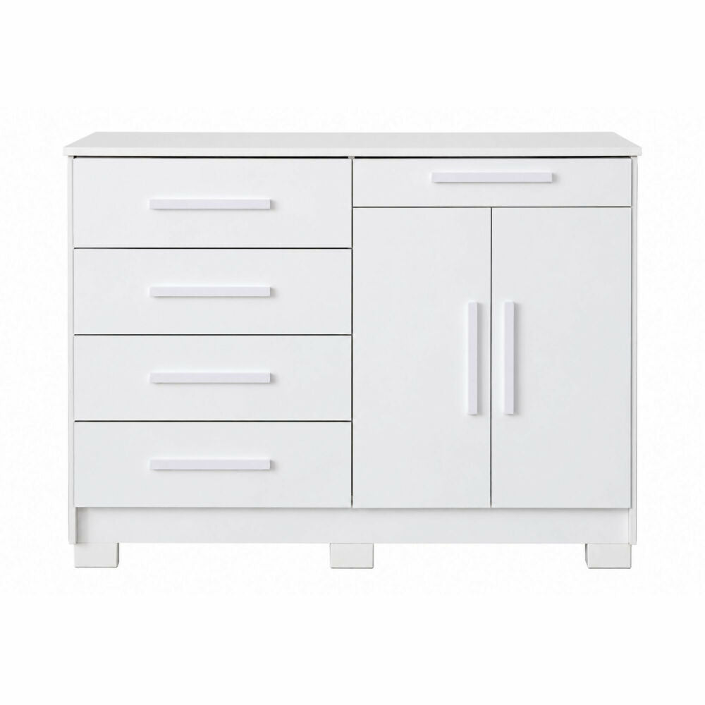 Cómoda 5 cajones 2 puertas Ginesta,  Blanco