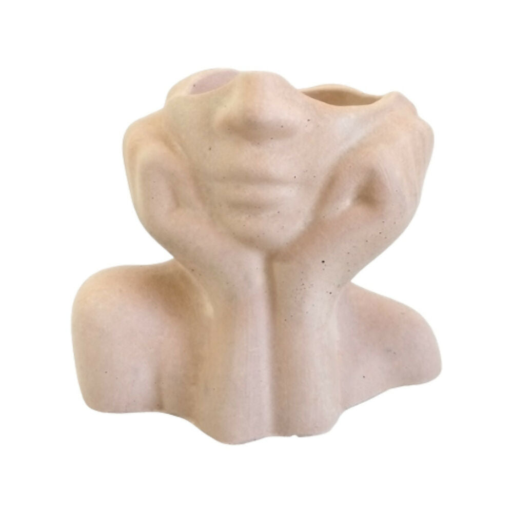 florero jarrón en cemento women face color nude de concreto tienda online de materas y decoración