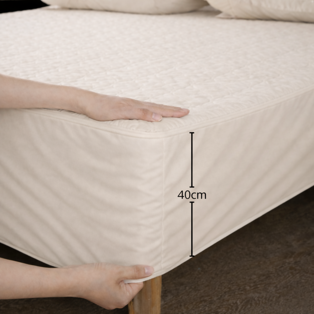 Protector colchon sencillo acolchado beige 100x190cm