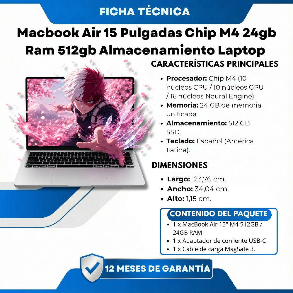 Macbook Air 15 Pulgadas Chip M4 24gb Ram 512gb Almacenamiento Laptop Apple De Alta Eficiencia