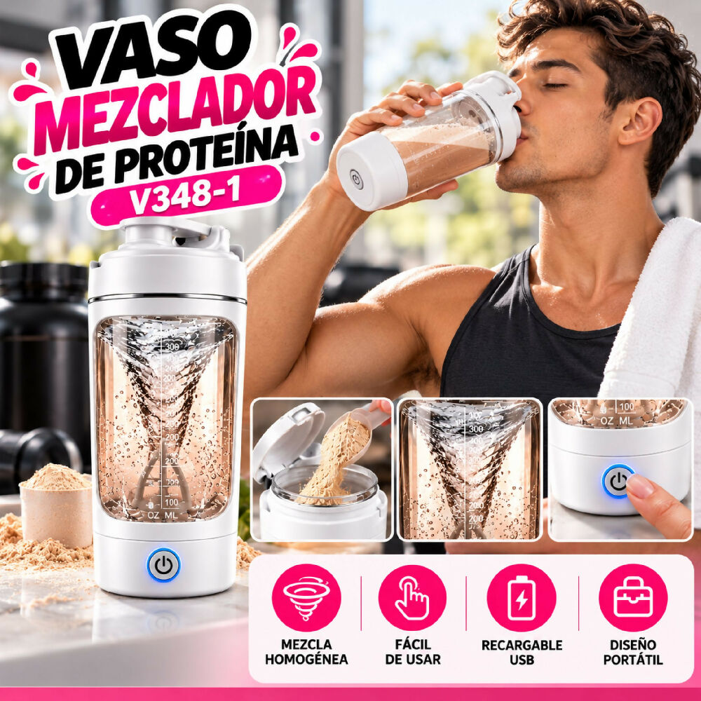 Vaso Mezclador De Proteína V348-1 Accesorio Portátil De Alta Resistencia Blanco