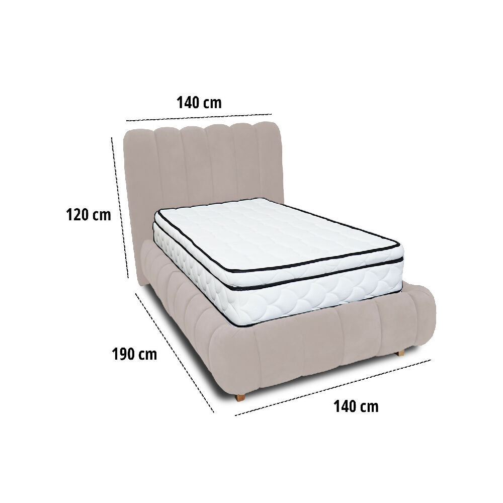 Combo Basecama Praga Modular Beige 140 doble mas Espaldar
