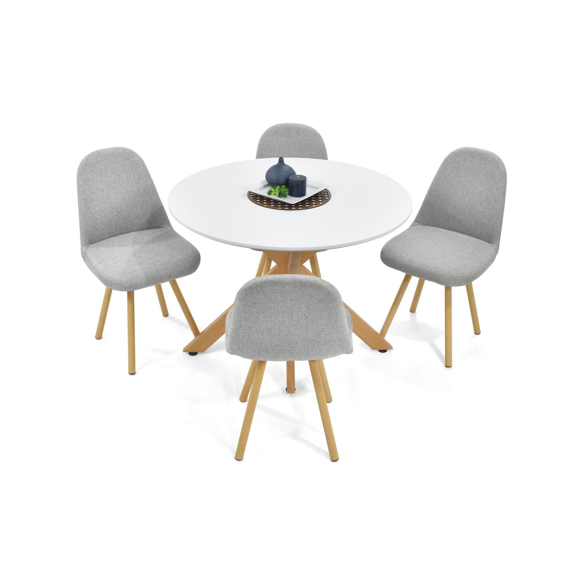 Comedor 4 Puestos Luxor Sillas Matiz Plata