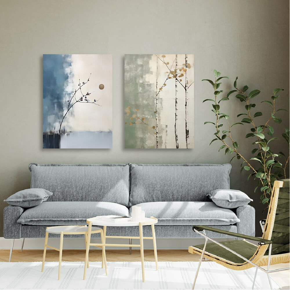 Cuadro Diptico Canvas Wabi 70 X 50 X 2 Cms