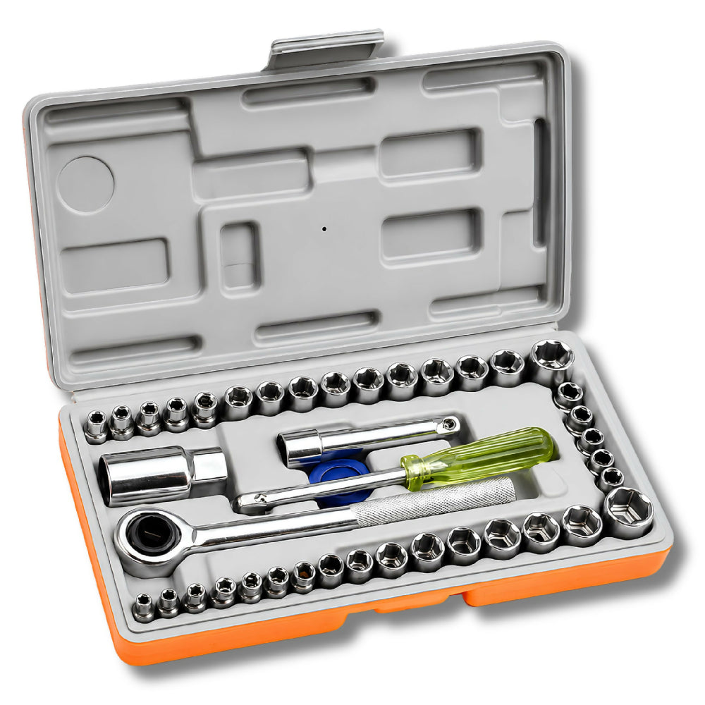 Juego De Copas 40 Piezas Kit De Herramientas Manuales Para Mecánica