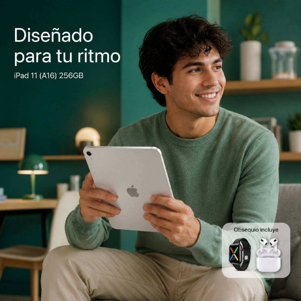 Tablet Apple IPad 11 Pulgadas 256gb A16 + Obsequio Smartwatch Y Audífonos Plateado