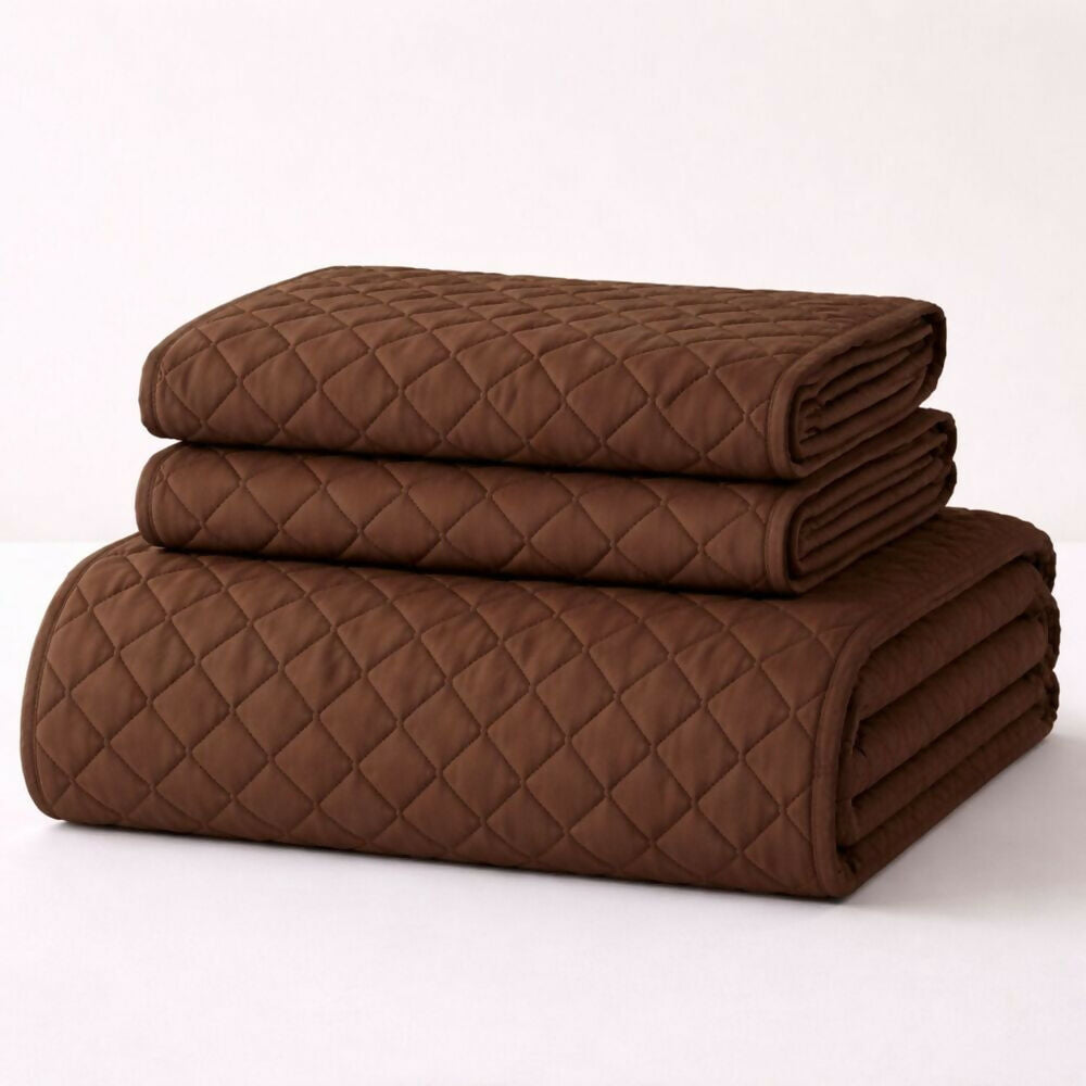 Colcha doble doble faz café beige