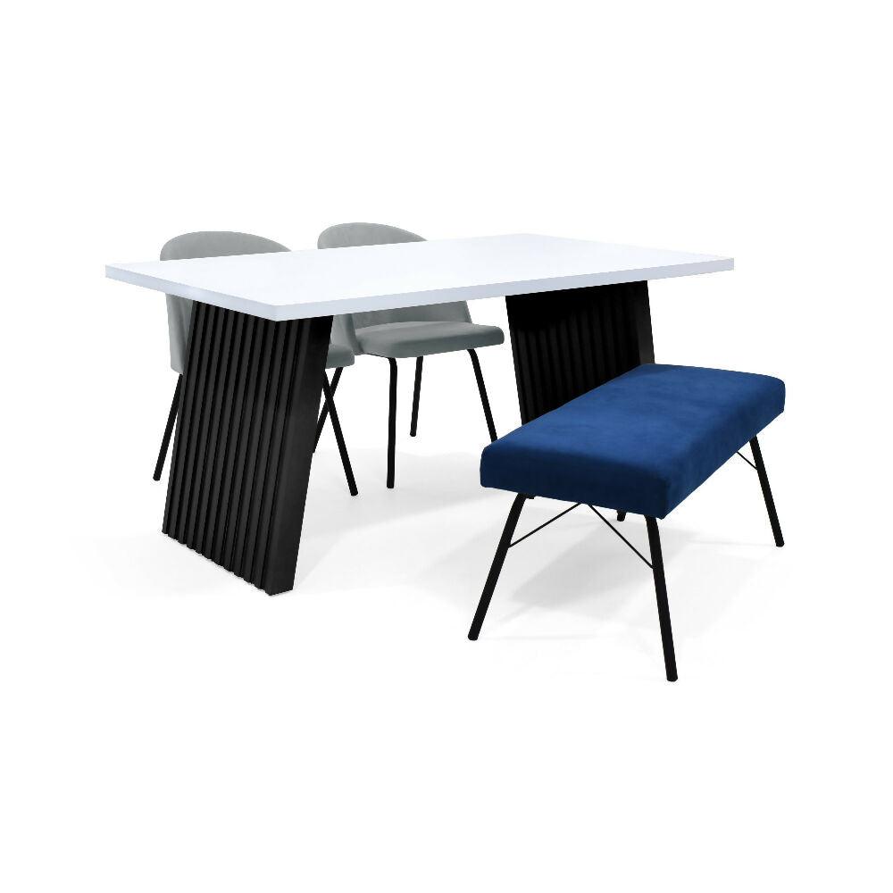 Set de Comedor Aragon con 2 Sillas Osaka Plata y 1 Banqueta Cadiz Azul