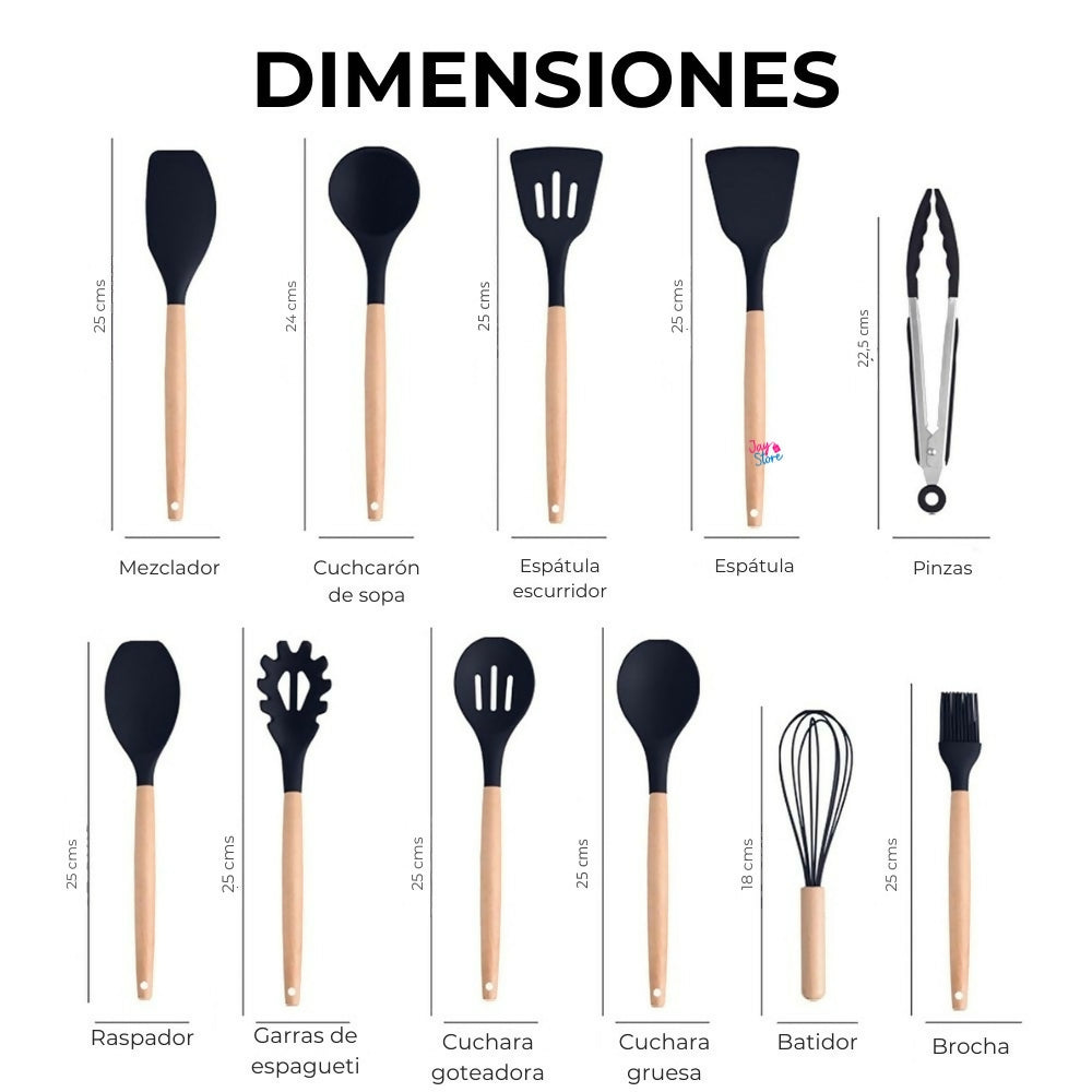 Setx19 Utensilios de Cocina Silicona Cuchillos Cucharones Tabla
