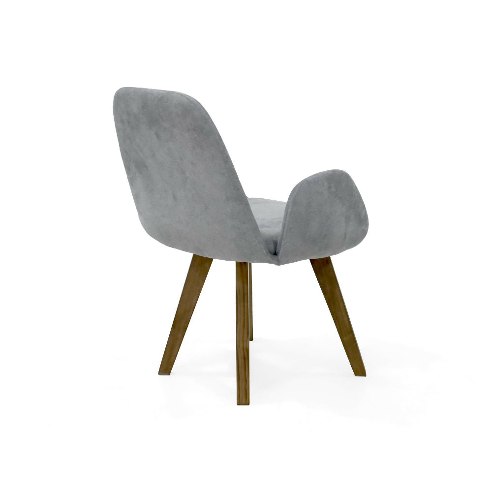 Silla de comedor Mao 63x60x86 Tela Plata Matiz Caoba