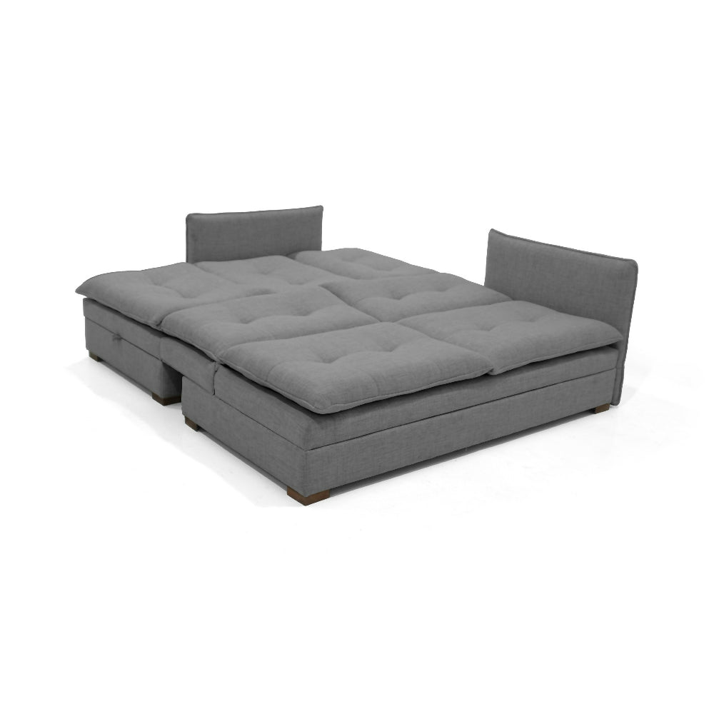 Sofa Cama en L Napoles 269x146x80 Con Baul Derecho Tapizado Gris
