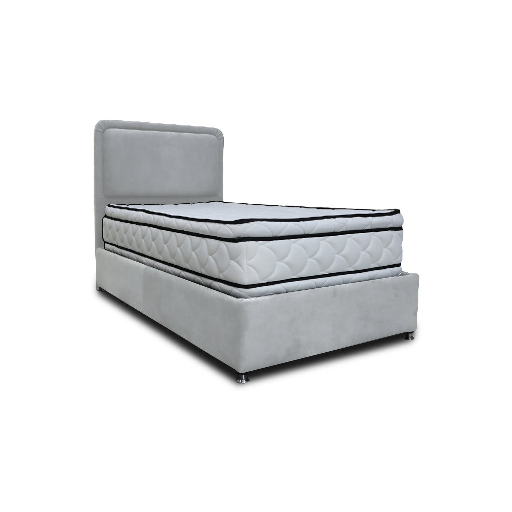 Combo Basecama Nube Semidoble 120x190 mas Espaldar Gris Claro