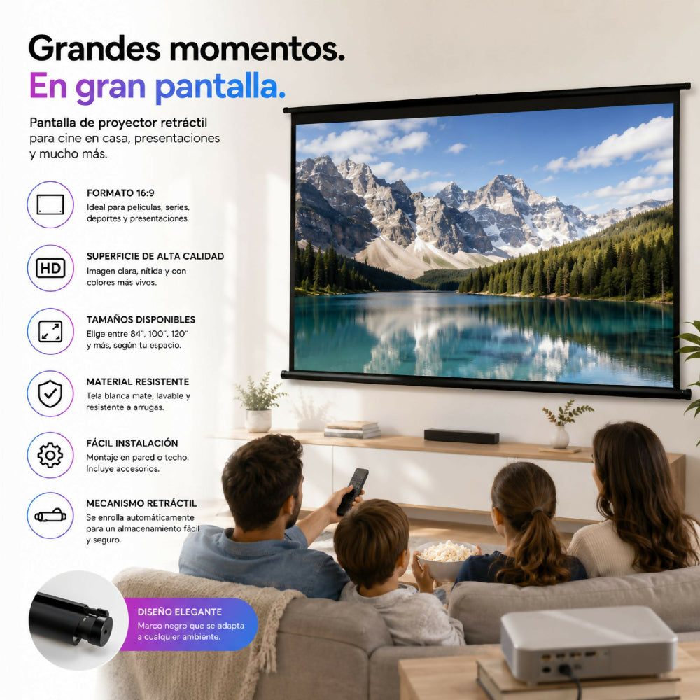 Pantalla 60 Plg Para Proyector Blanca Anti Luz Con Soporte Incluido