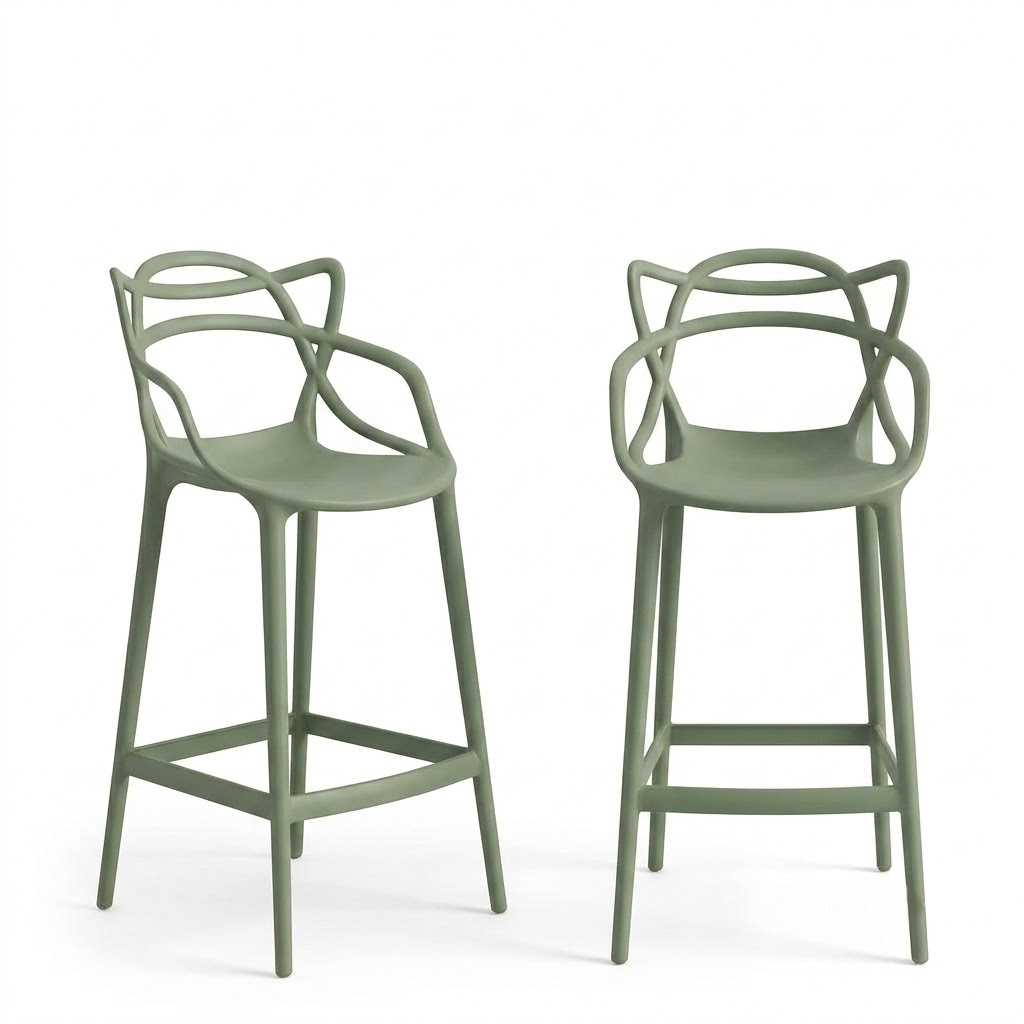 Set de 2 Sillas para Bar Palermo, Verde, con Reposa Pies Doble Propósito