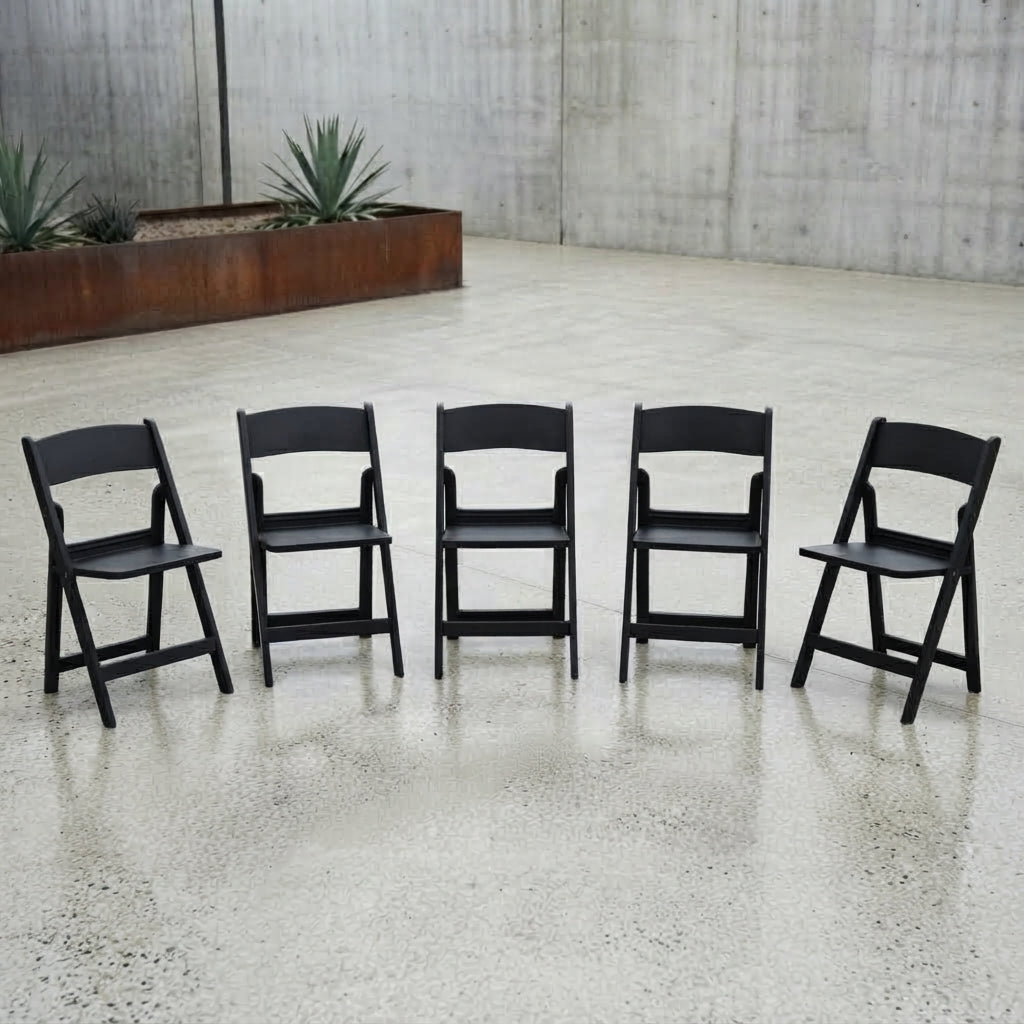 Set de 5 Sillas Plegables Erin, Negro, Diseño Práctico y Funcional