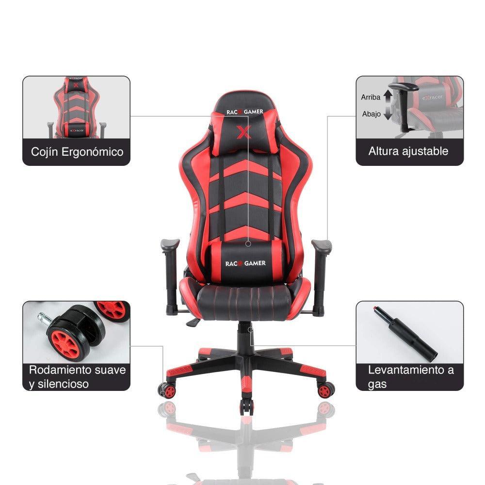 Combo Gamer , Wengue y Rojo, Incluye Escritorio y Silla Gamer - VIRTUAL MUEBLES