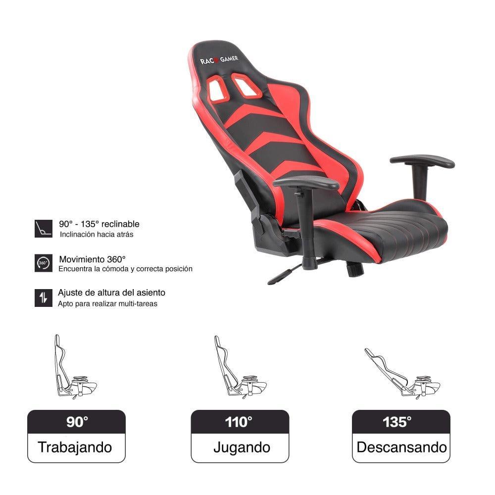 Combo Gamer , Wengue y Rojo, Incluye Escritorio y Silla Gamer - VIRTUAL MUEBLES