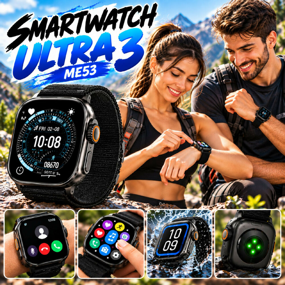 Smartwatch Plus ME53 Tecnología Portátil Con Visualización Amplia Y Acceso Rápido Negro