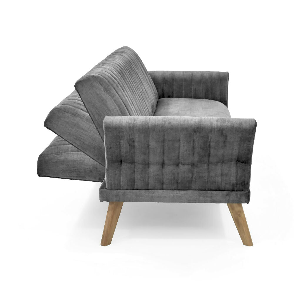 Sofa Cama Pensilvania 205x85x87 Reclinable Tela Gris