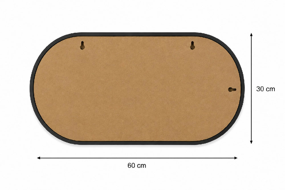 Espejo De Pared Ovalado Marco Negro 60x30 cm Para Baño O Sala