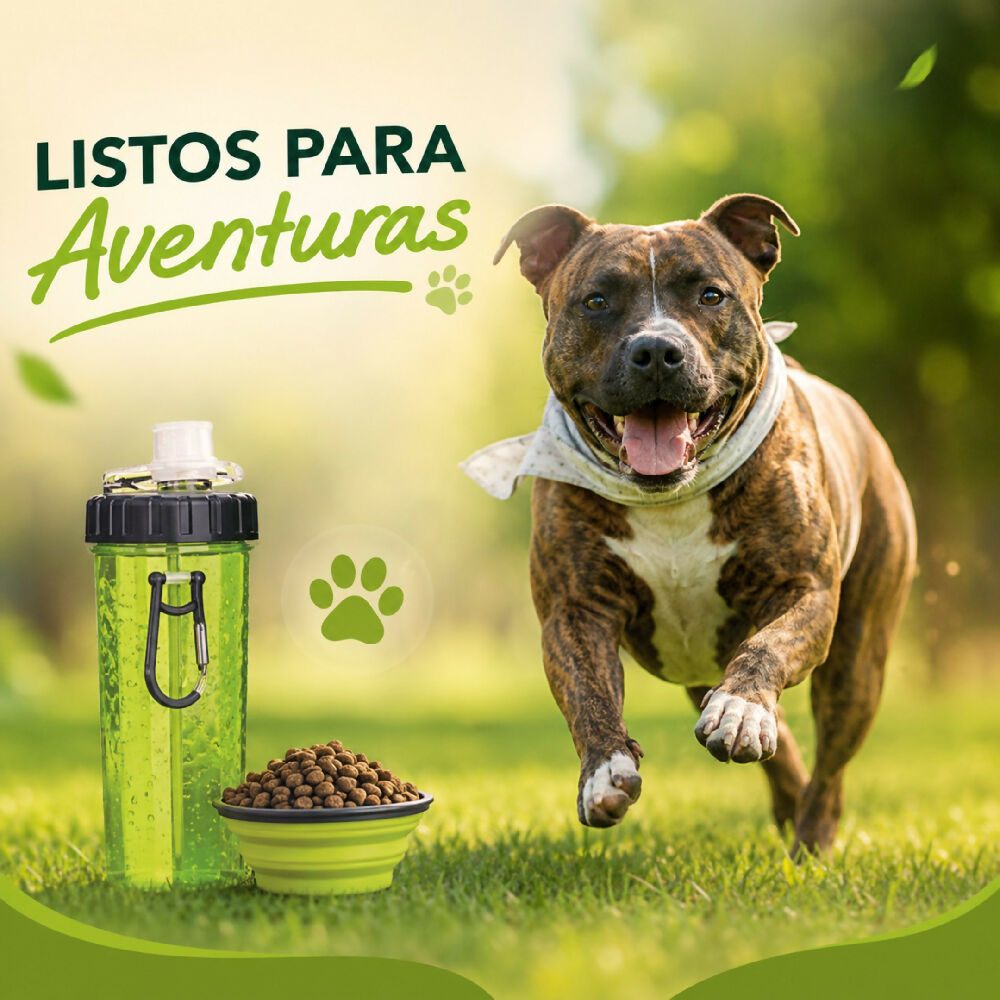 Porta Comida Para Mascotas 2 En 1 Contenedor De Agua Y Alimento Portátil