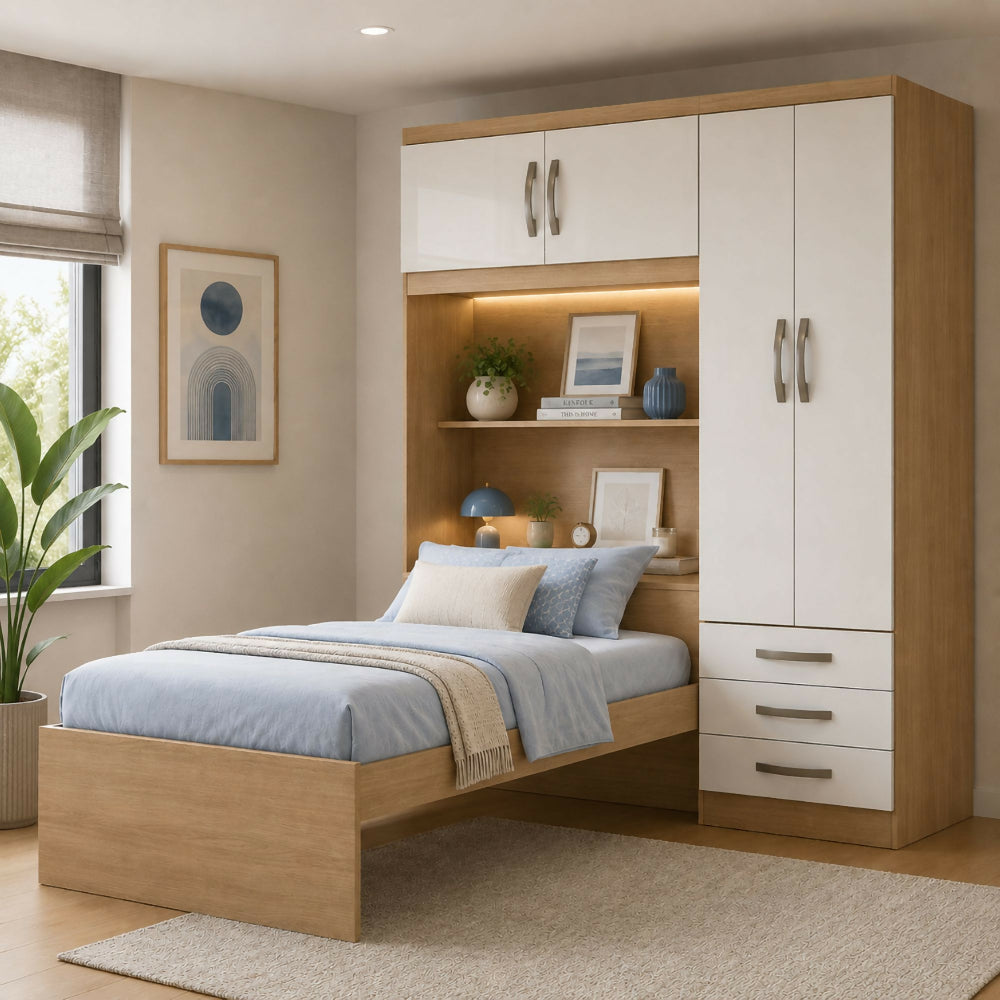 Closet con cama - Almendra/Blanco Apagado