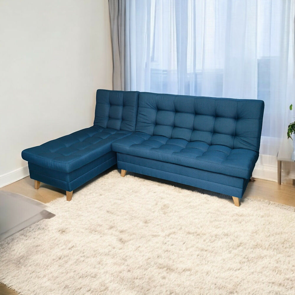 Esquinero sofá cama Carvallo tela azul