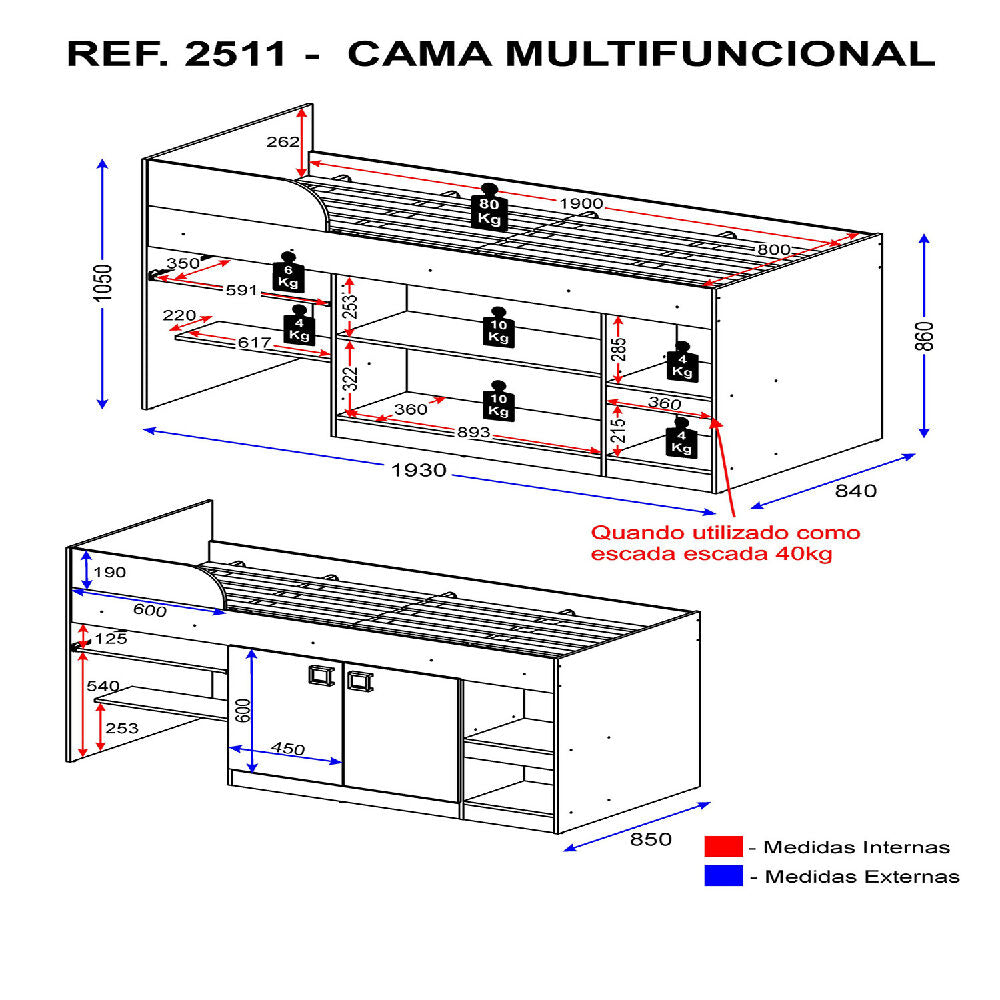 Cama Multifuncional Cj Blanco Brillo
