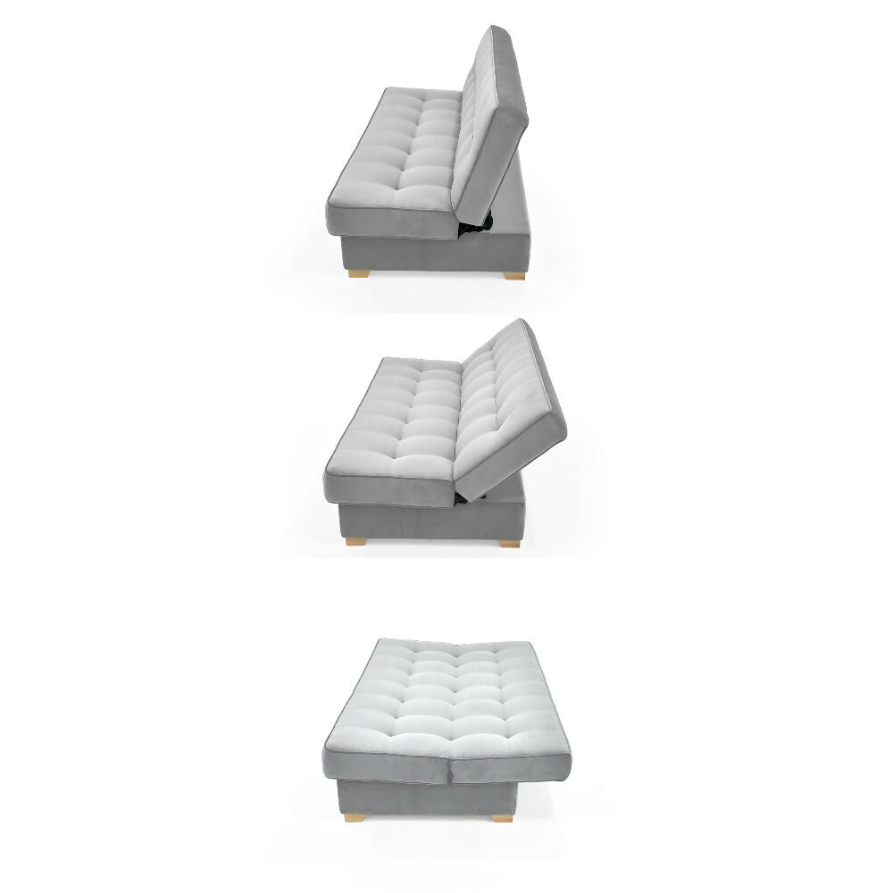 Sofá Cama Cambridge 185x90x90 con Baúl Tela Plata