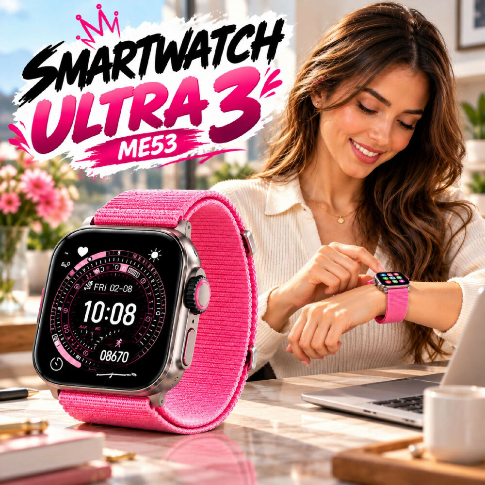 Smartwatch Plus ME53 Tecnología Portátil Con Visualización Amplia Y Acceso Rápido Rosa