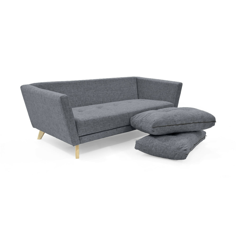 Sofá Grecia 3 Puestos 192x85x84 Tela Gris