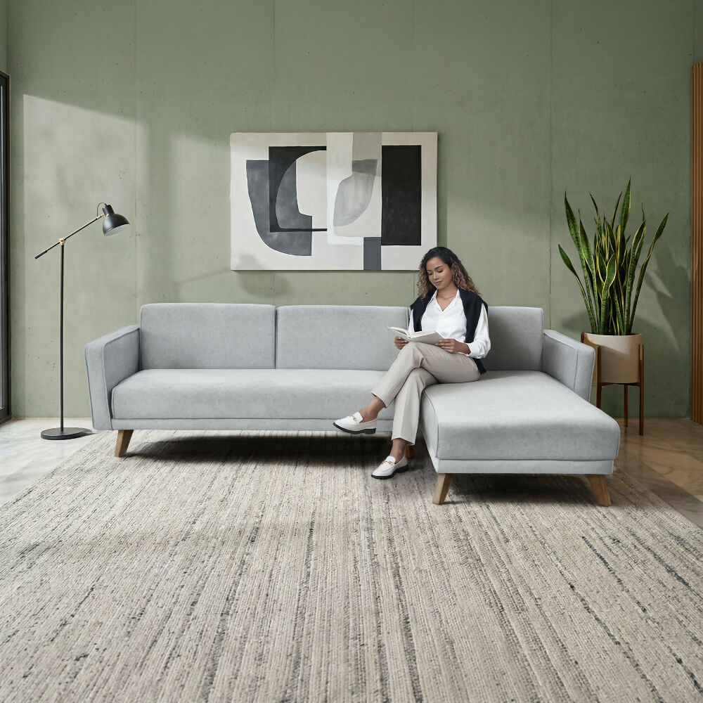 Sofa Cama en L Chelsea Izquierdo 265x160x76 Tela Plata