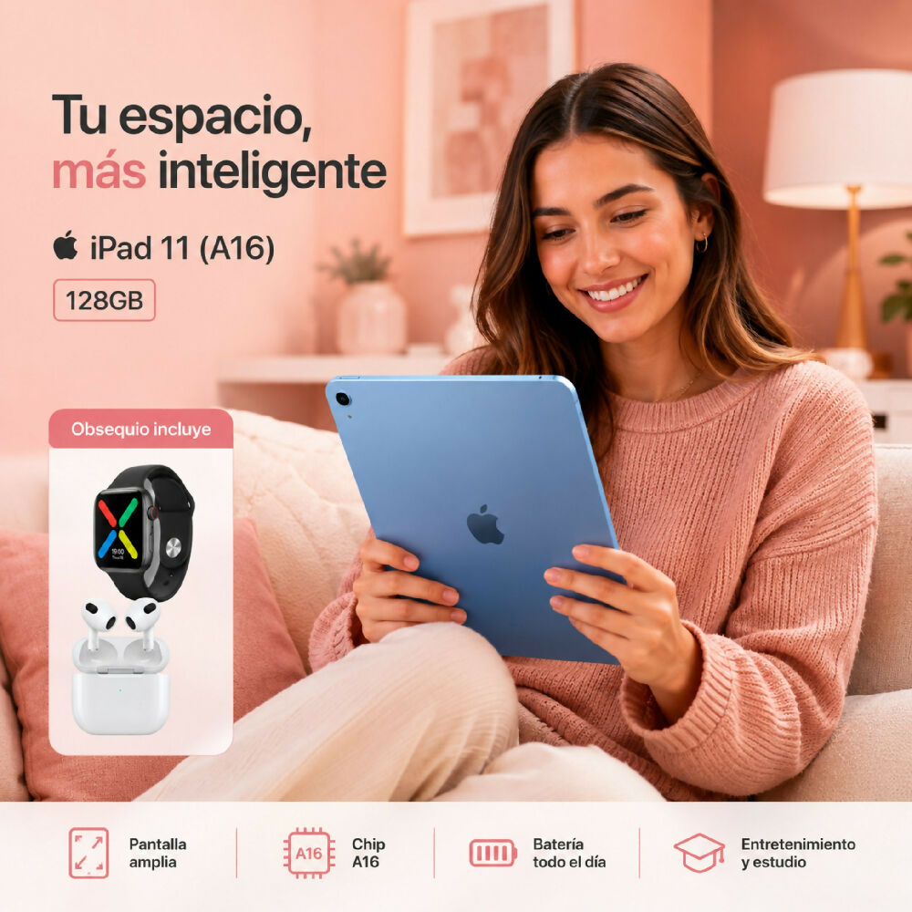 Tablet Apple IPad 11 Pulgadas128gb A16 + Obsequio Smartwatch Y Audífonos Celeste