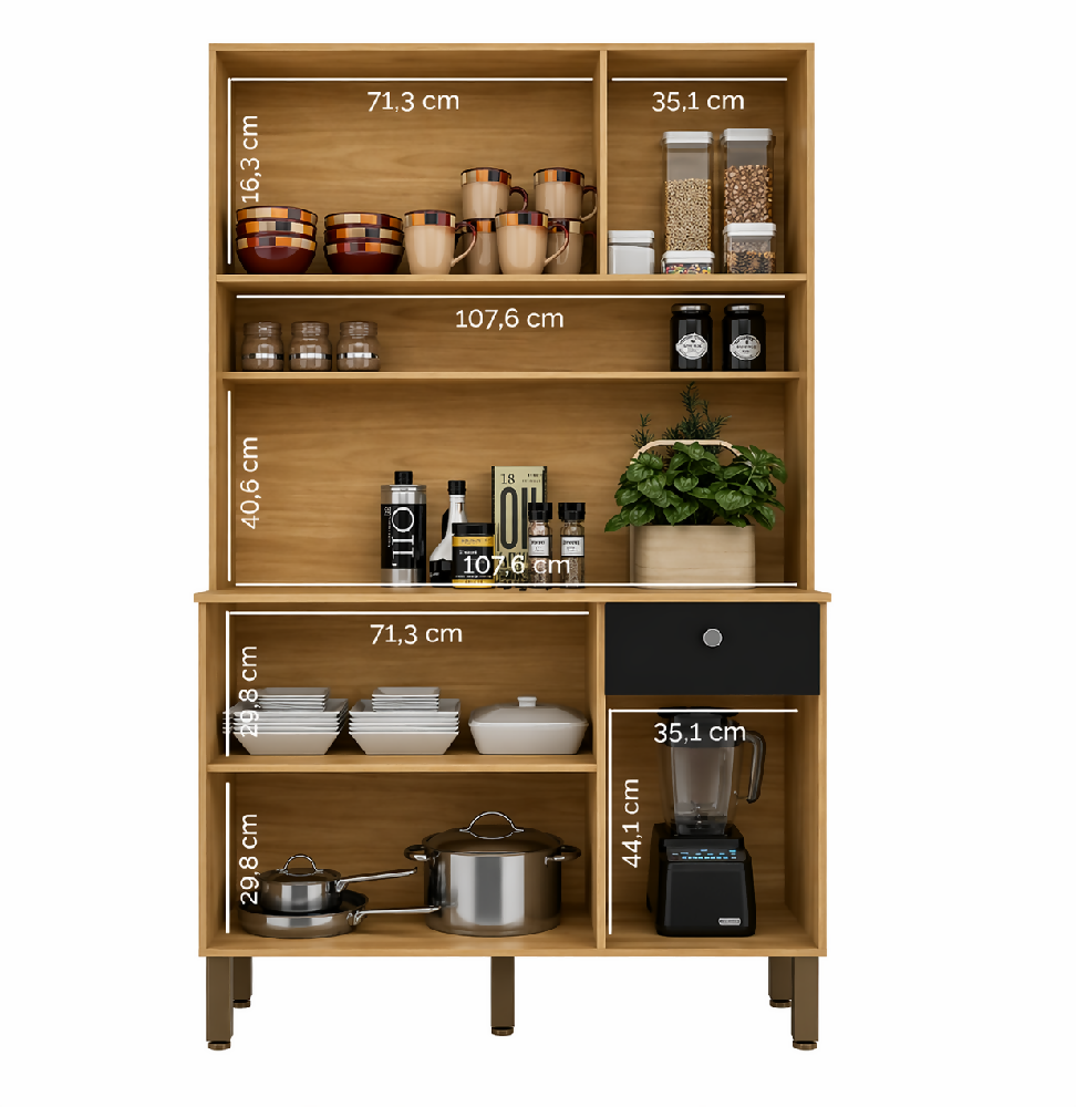 Mueble Cocina Alacena Grande Con Cajon Y Repisas castaño/negro