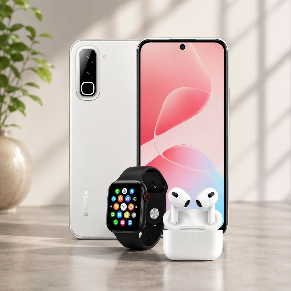 Celular Infinix Hot 70 256GB 4GB RAM Blanco + Obsequio De Audífonos Y Reloj