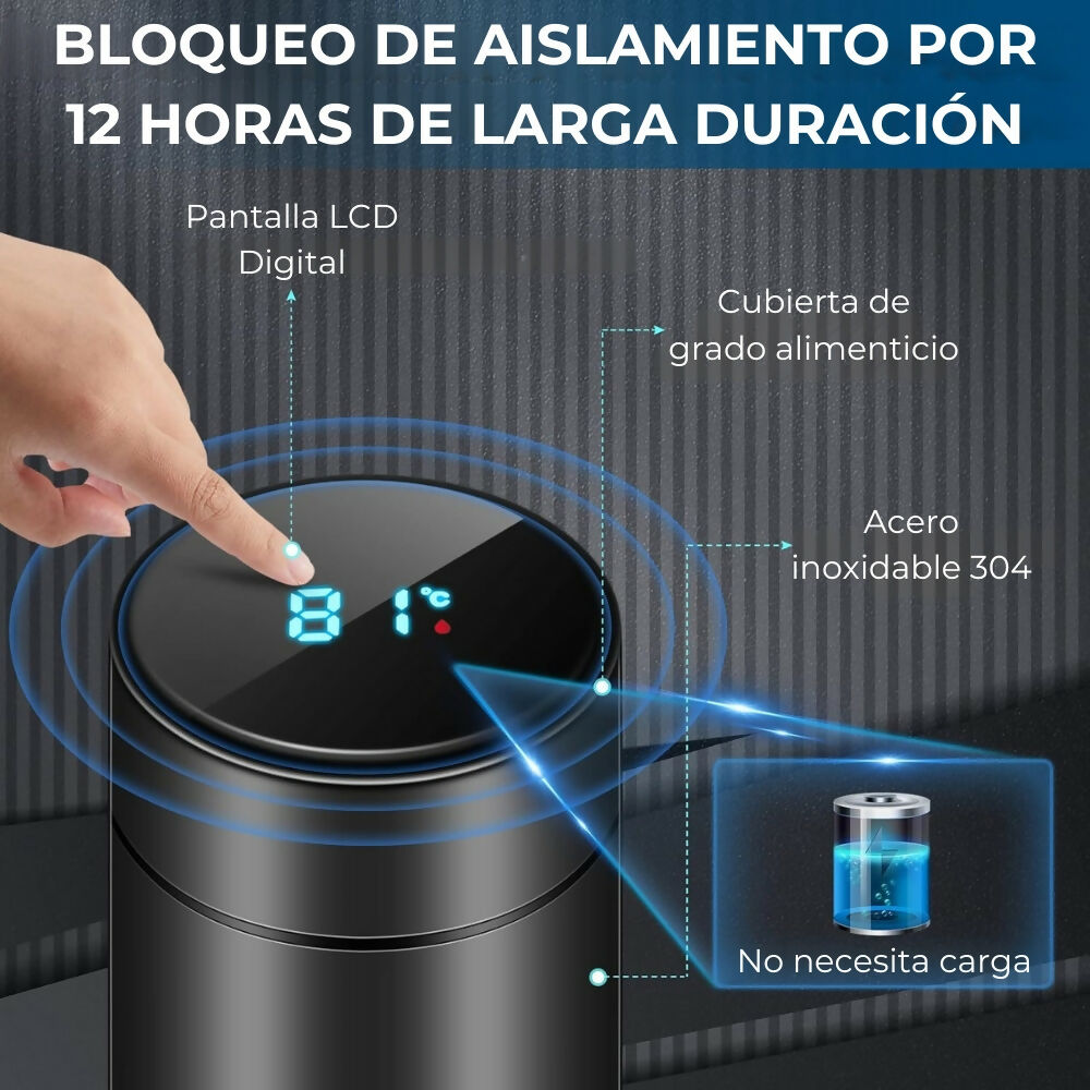 Termo Botella Bebida Térmico Inteligente Medidor Temperatura
