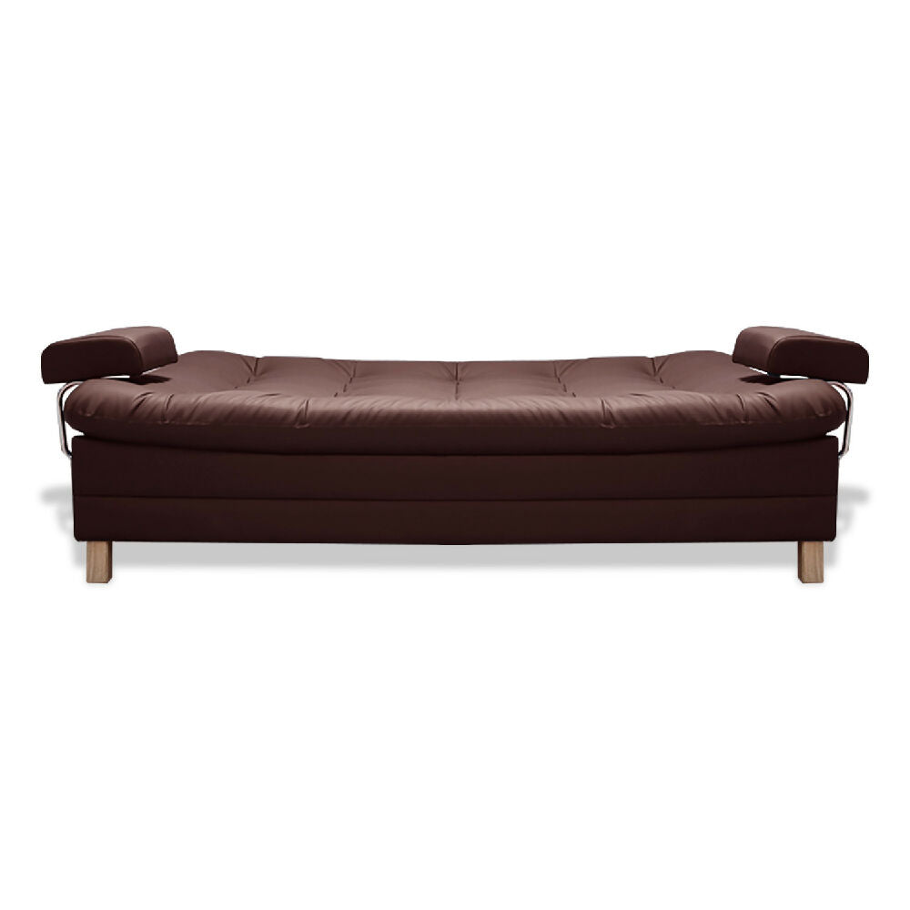 Sofacama Rouss Tipo Cuero Marron Con Brazos Extraibles + Cojines