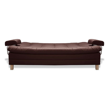 Sofacama Rouss Tipo Cuero Marron Con Brazos Extraibles + Cojines