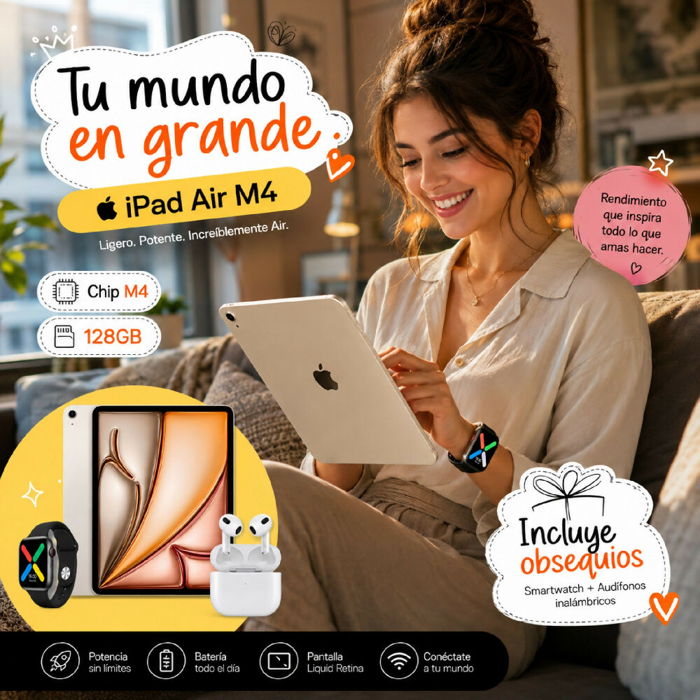 Tablet Apple Ipad Air M4 De 11 Pulgadas 128gb Wifi Diseño Ultrafino Plateado + Obsequio