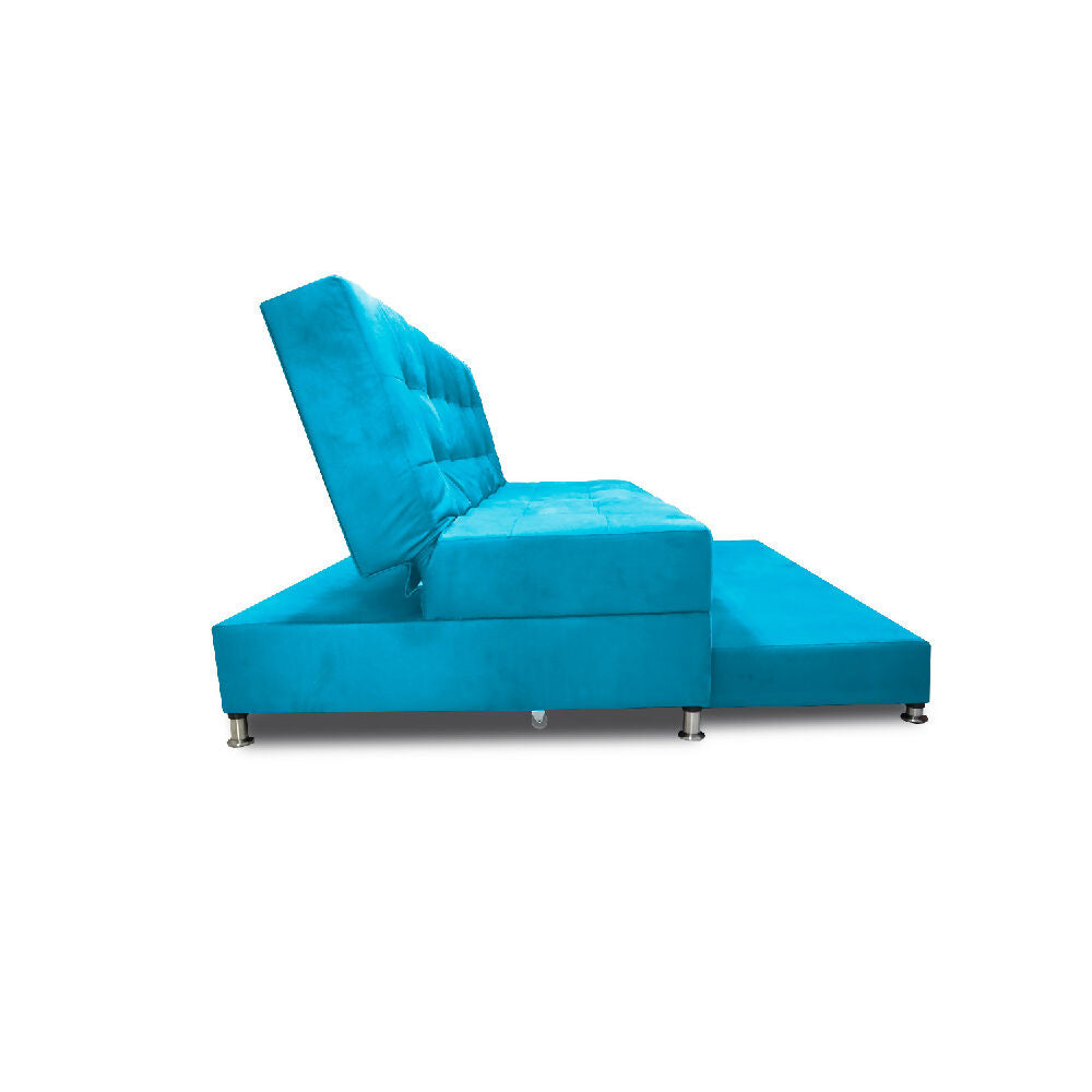 Sofá Cama Tarima Haller Tela Velvet 190X95X80 Turqueza