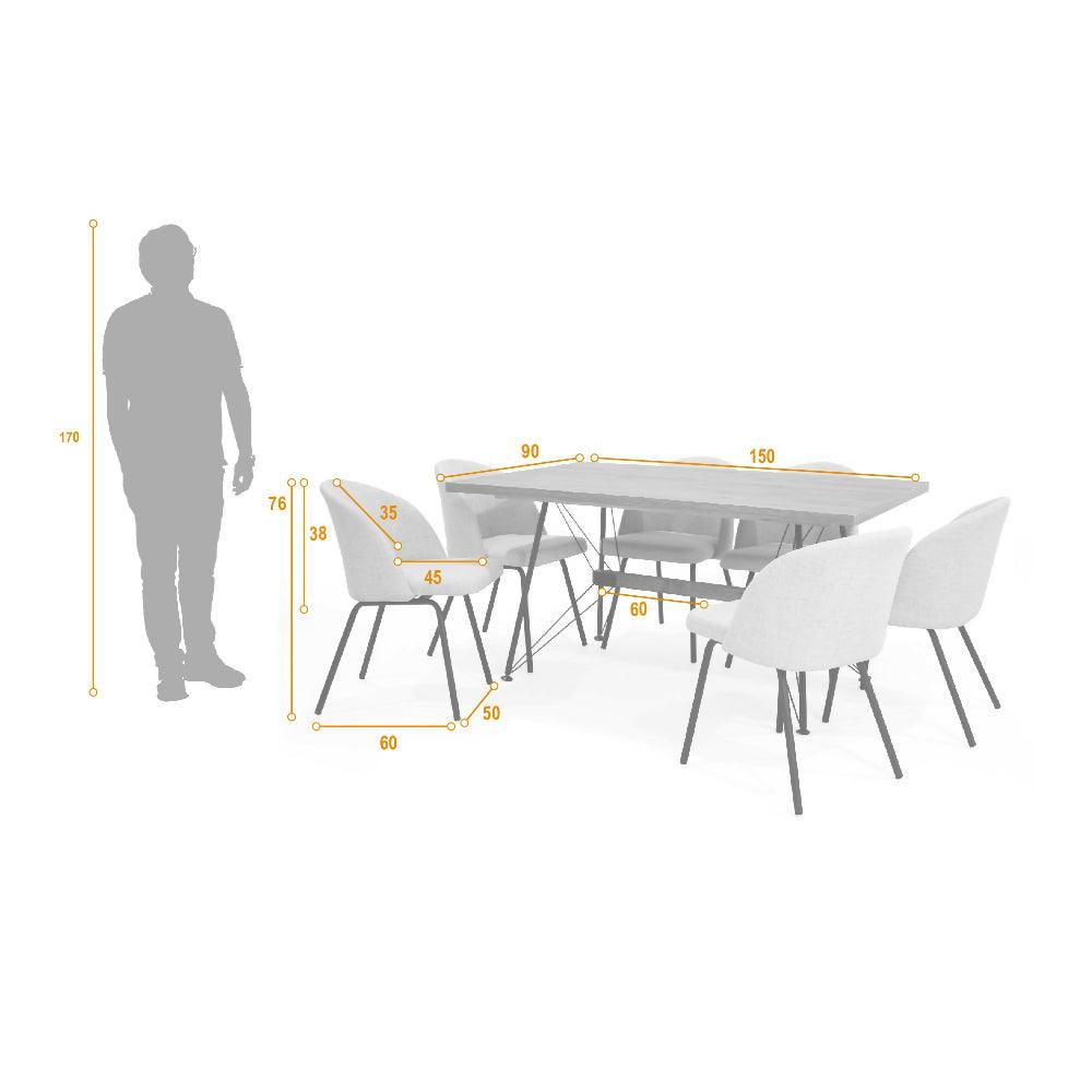 Comedor 6 Puestos Falcon Sillas Osaka Trigo