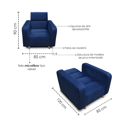 Silla 3 posiciones Clic Clac Úngaro tela azul