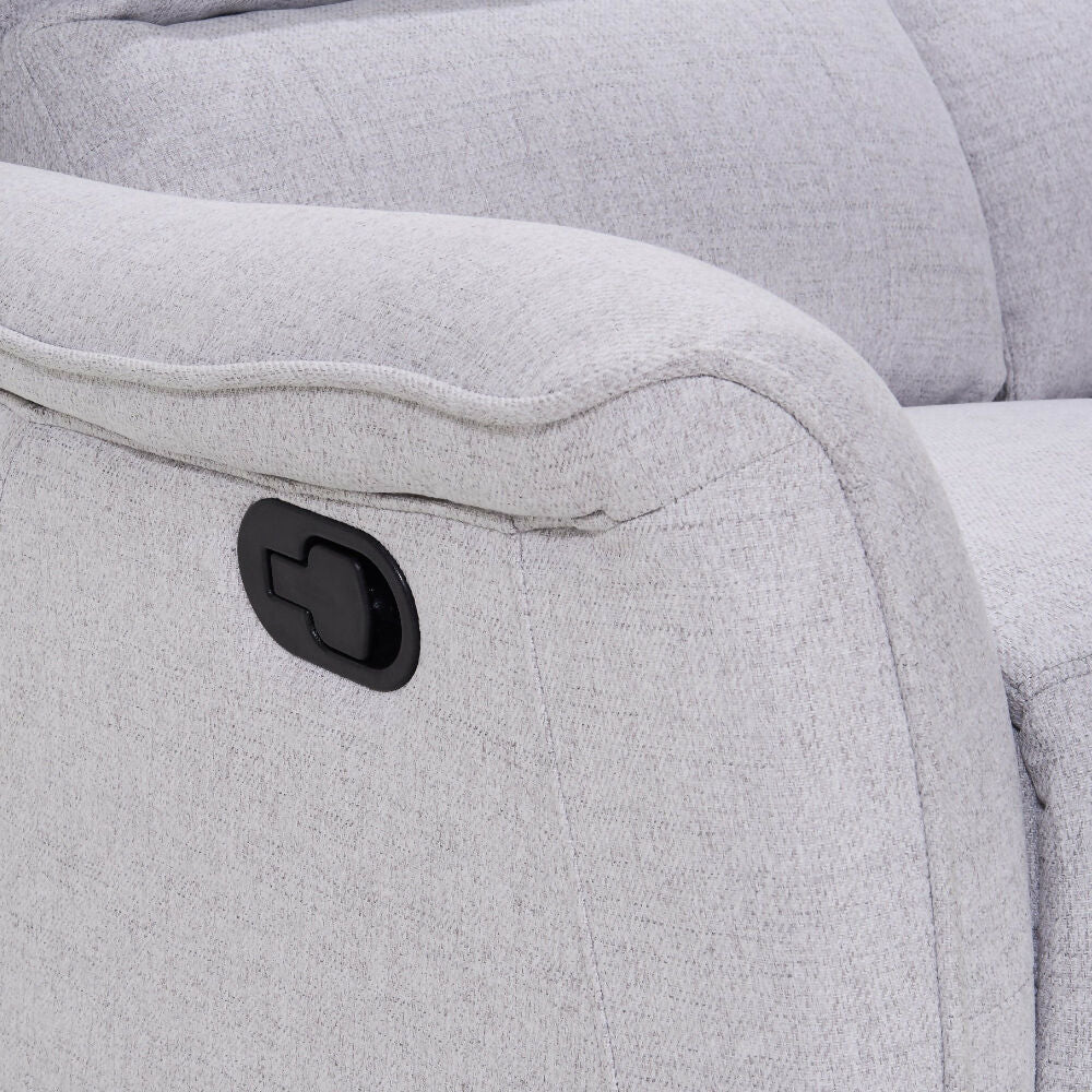 Sofa 3 Puestos Reclinable Tela Gris Claro Tacito