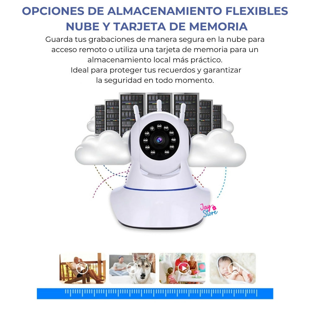Cámara de Seguridad WiFi 3 Antenas 360° Visión Nocturna 1080P