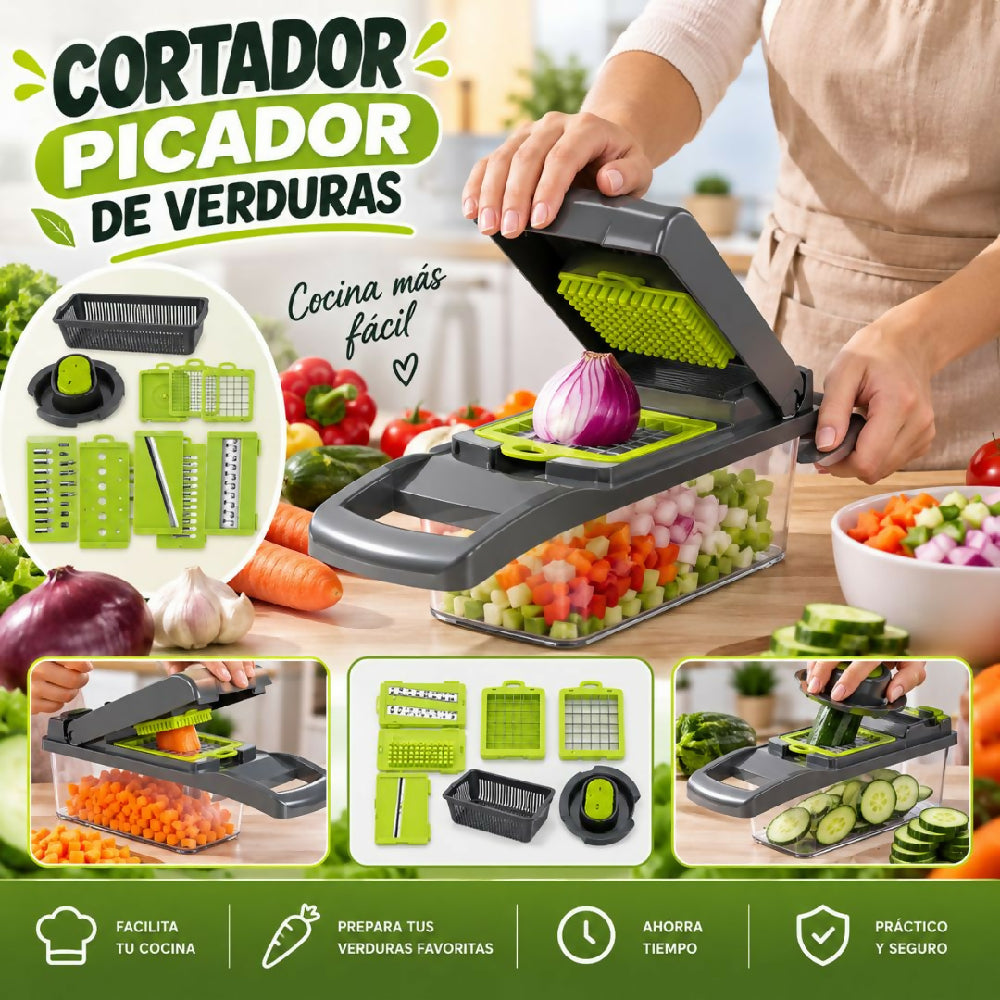 Cortador Y Picador De Verduras Múltiple Cuchillas Intercambiables